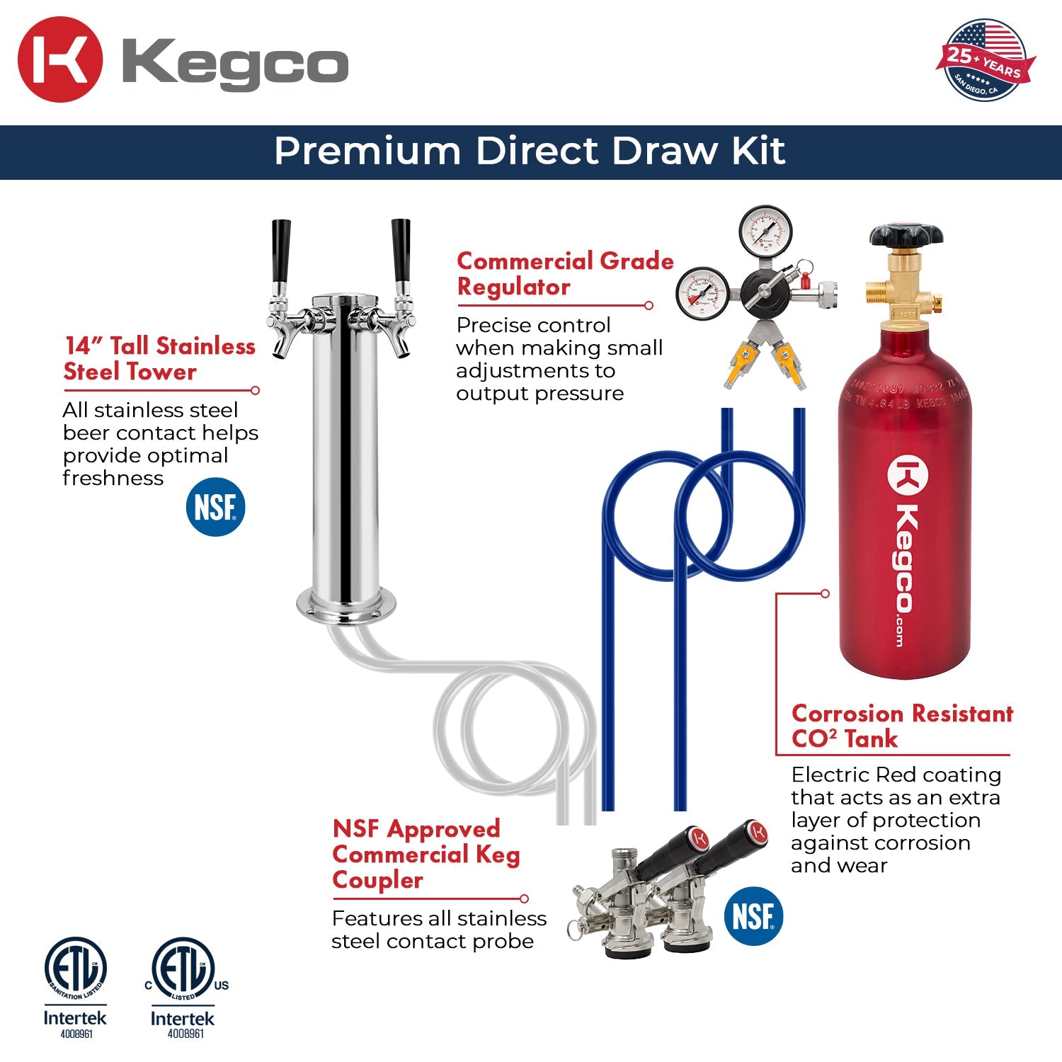 Kegco HK38BSU-2 24" Dual Tap Built-In Stainless Steel Kegerator