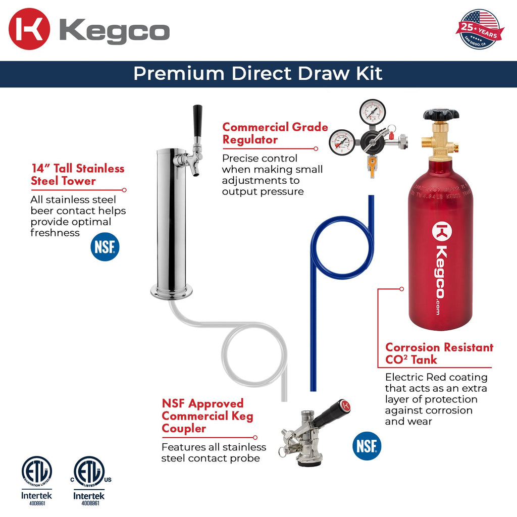 Kegco HK38SSU-1 24" Single Tap Outdoor Built-In Stainless Steel Kegerator