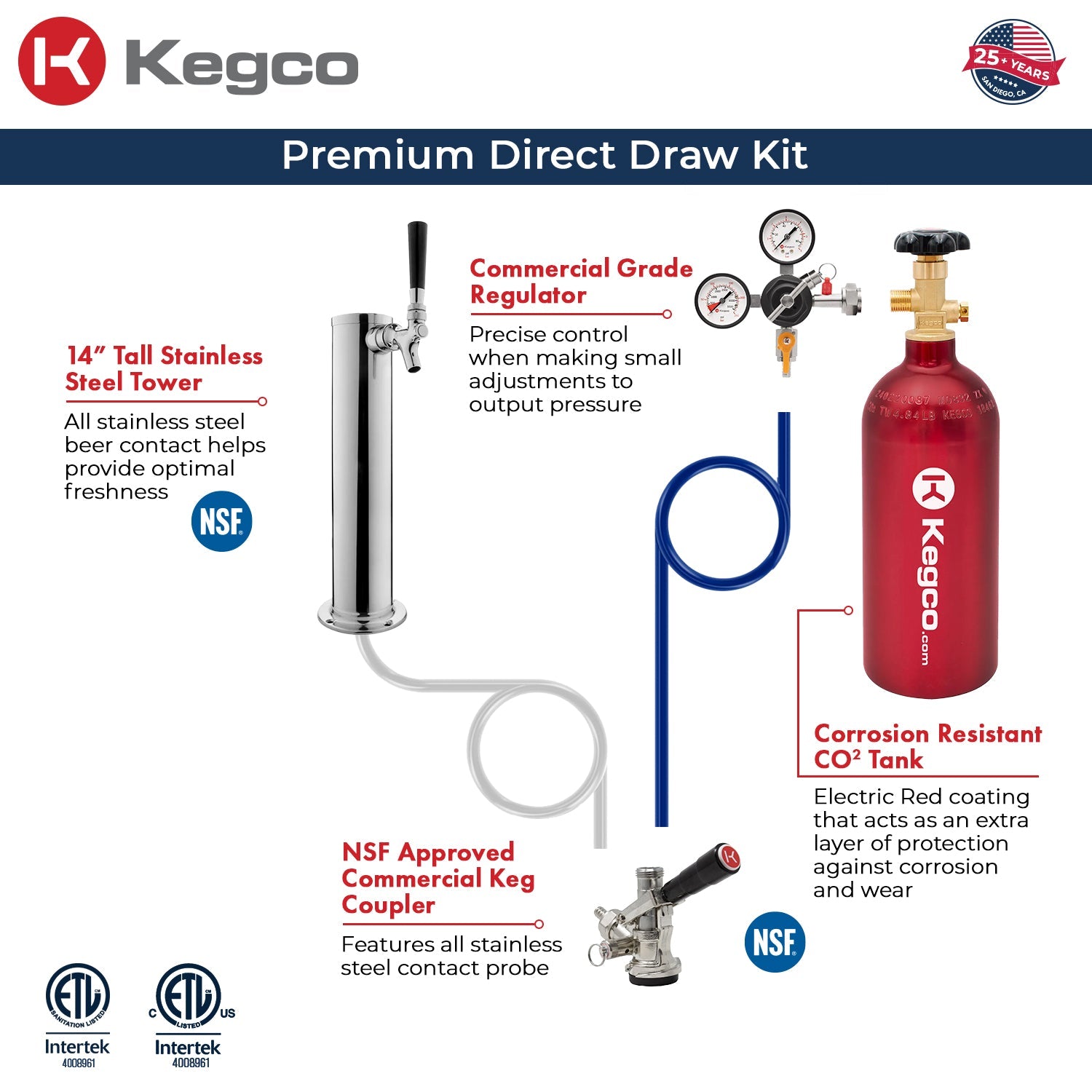 Kegco HK38SSU-1 24" Single Tap Outdoor Built-In Stainless Steel Kegerator
