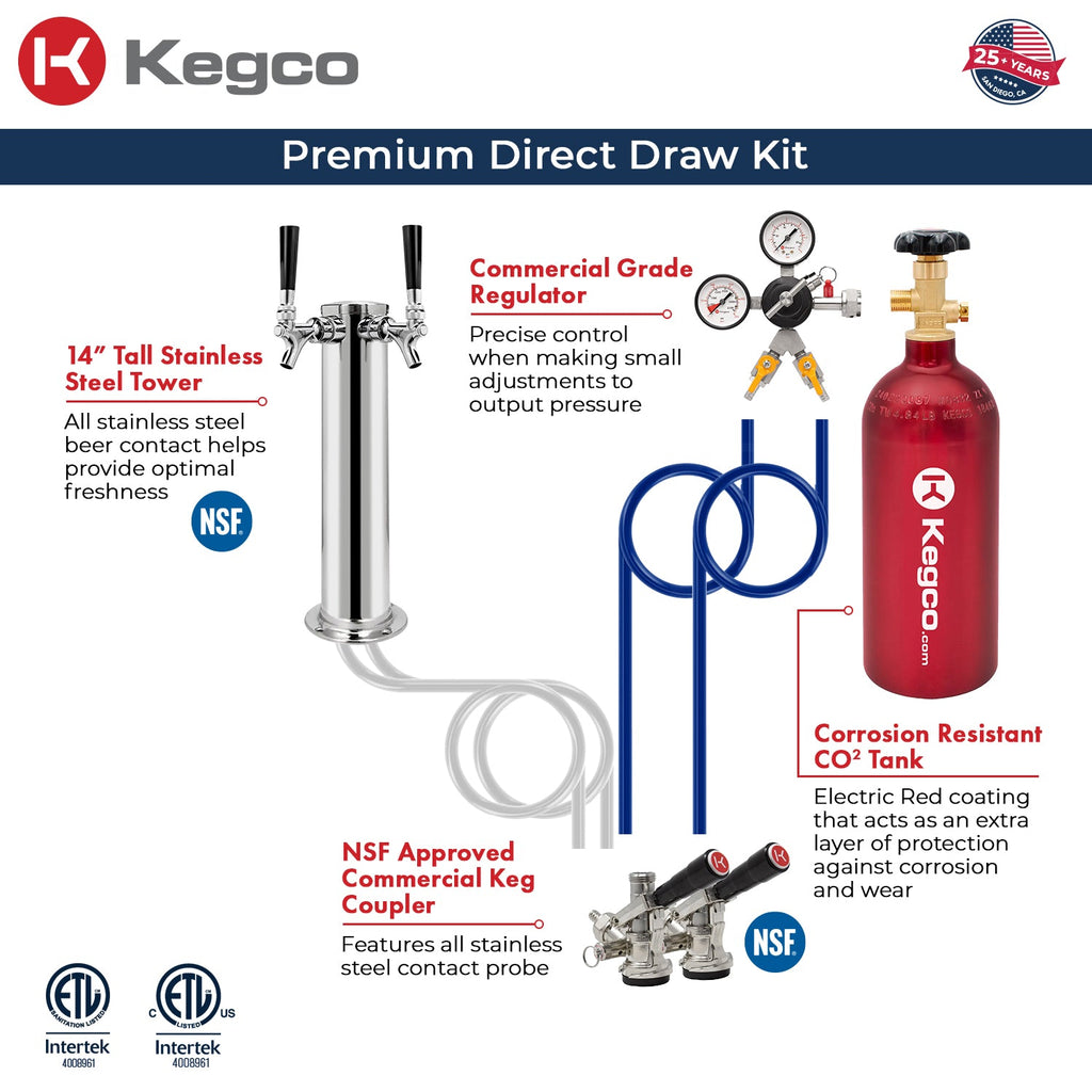 Kegco HK38SSU-2 24" Dual Tap Outdoor Built-In Stainless Steel Kegerator