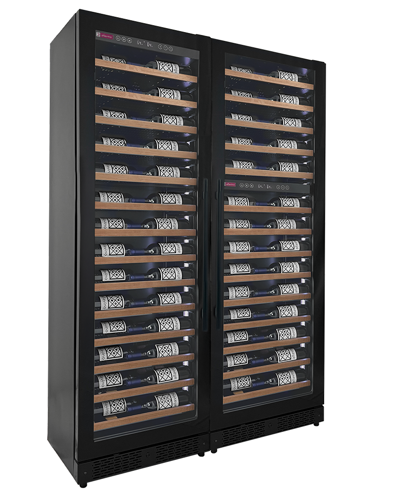 Allavino Reserva Series 134 Bottle 71" Tall Three Zone Black Side-by-Side Shallow Wine Refrigerator