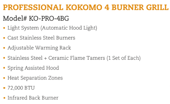 Kokomo  4 Burner 32" Professional with Light System