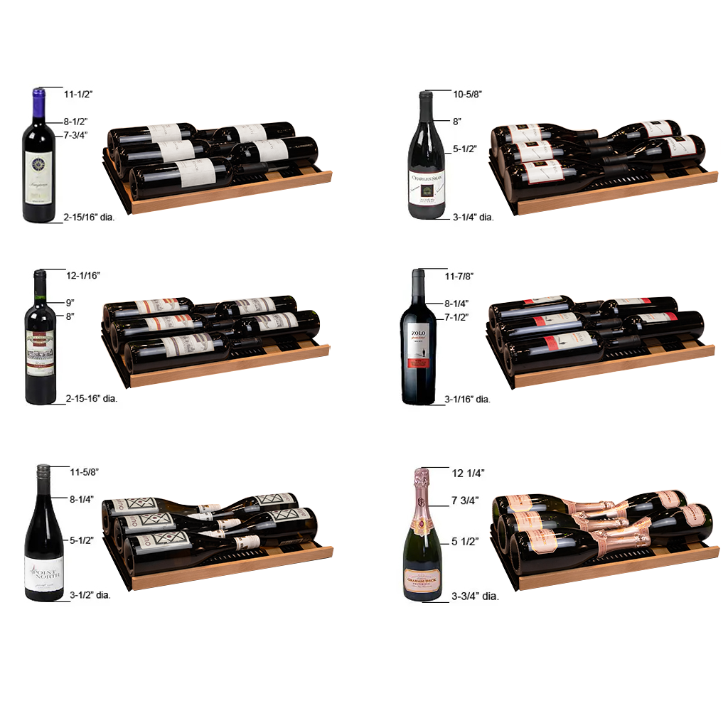 Allavino Reserva Series 134 Bottle 71" Tall Four Zone Black Side-by-Side Shallow Wine Refrigerator