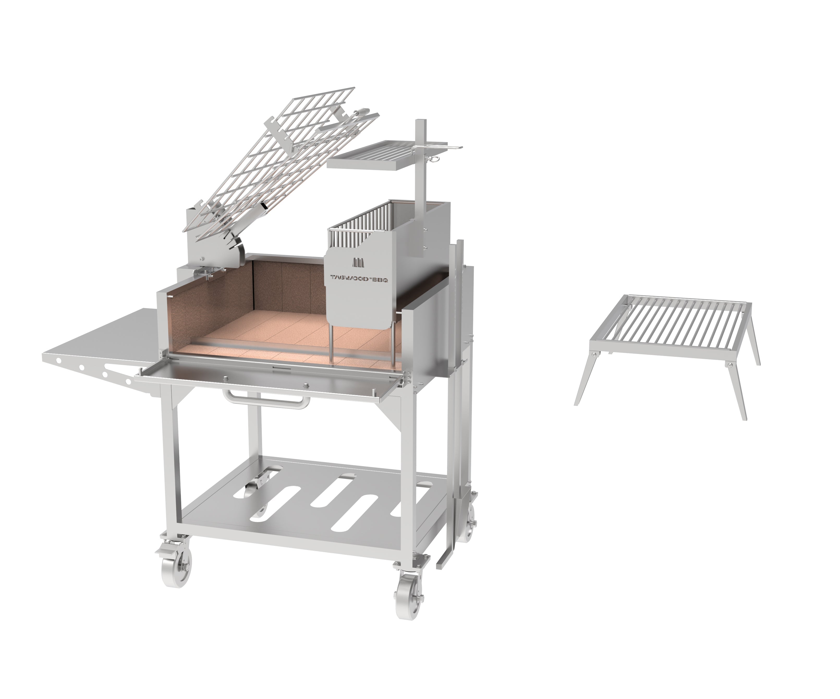 Tagwood BBQ33SS Argentine Clamp Grill with Firebox – 304 Stainless Steel
