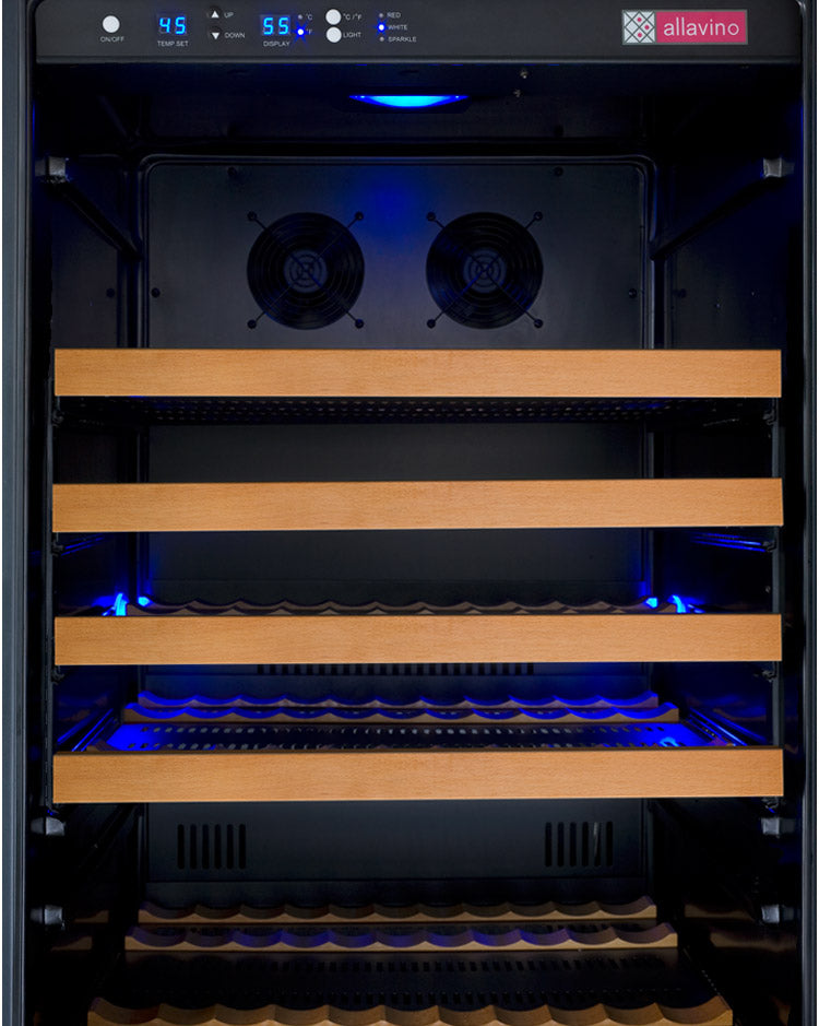 Allavino FlexCount II Tru-Vino 344 Bottle Four Zone Black Side-by-Side Wine Refrigerator