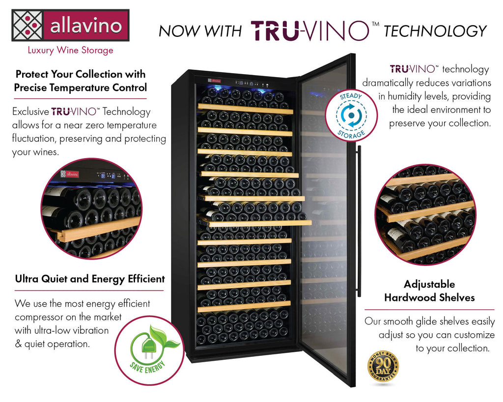 Allavino Vite II Tru-Vino 554 Bottle Dual Zone Black Side-by-Side Wine Refrigerator