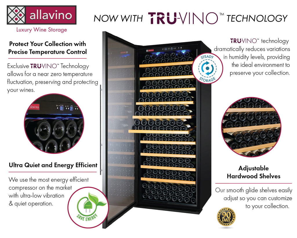 Allavino Vite II Tru-Vino 554 Bottle Dual Zone Stainless Steel Side-by-Side Wine Refrigerator
