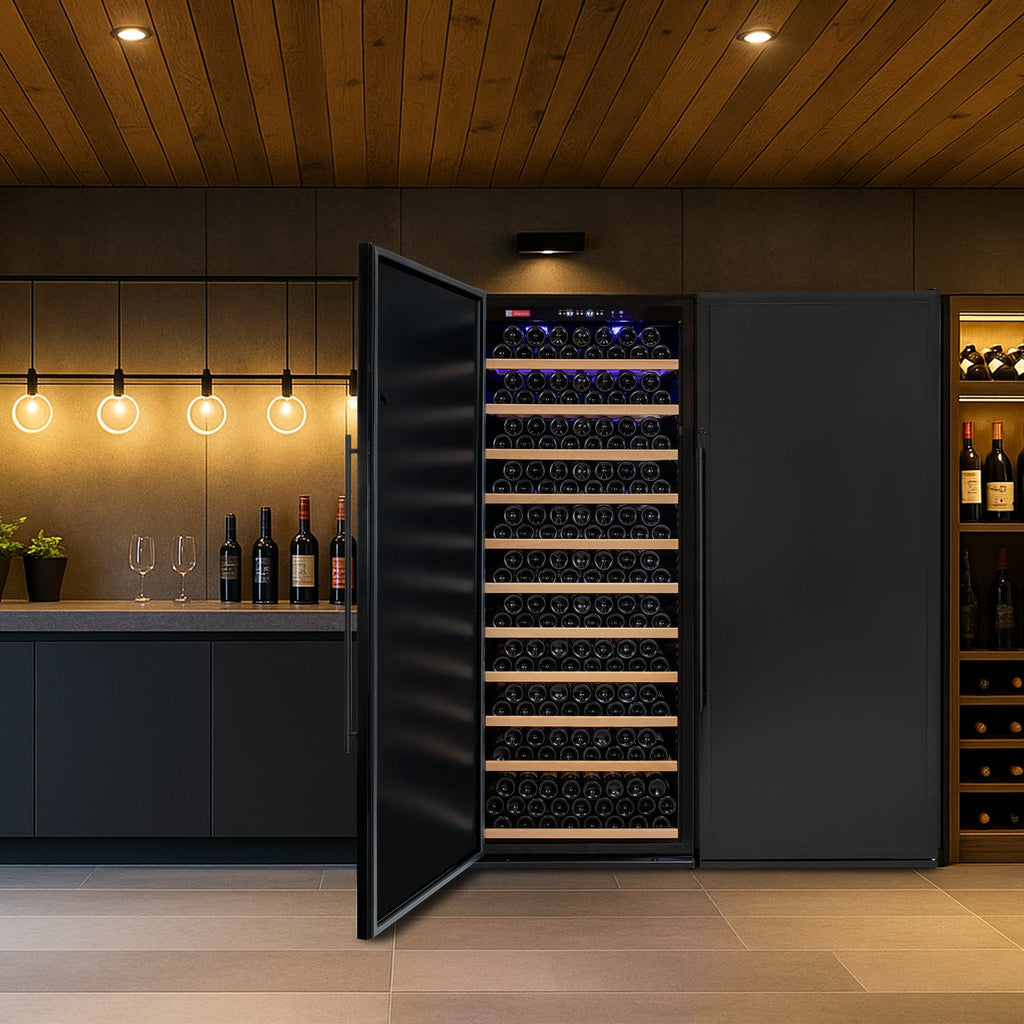 Allavino Vite II Tru-Vino 610 Bottle Dual Zone Solid Black Door Side-by-Side Wine Refrigerator