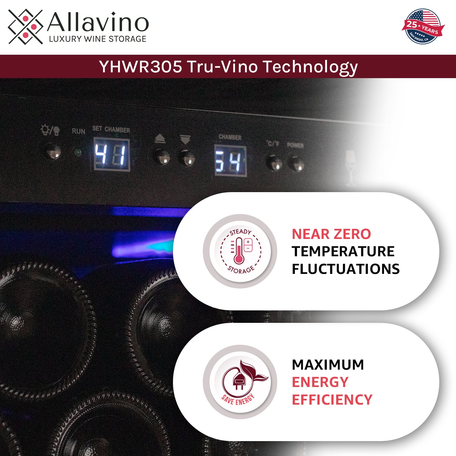 Allavino Vite II Tru-Vino 610 Bottle Dual Zone Solid Black Door Side-by-Side Wine Refrigerator