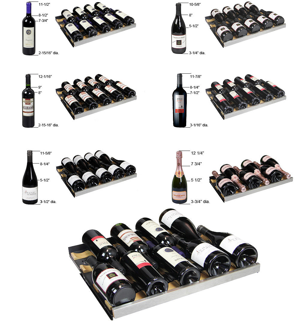 Allavino FlexCount II Tru-Vino 349 Bottle Three Zone Black Side-by-Side Wine Refrigerator
